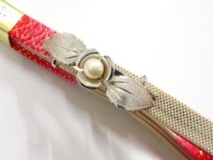 未使用品　パール帯留め　佐賀錦帯締めセット